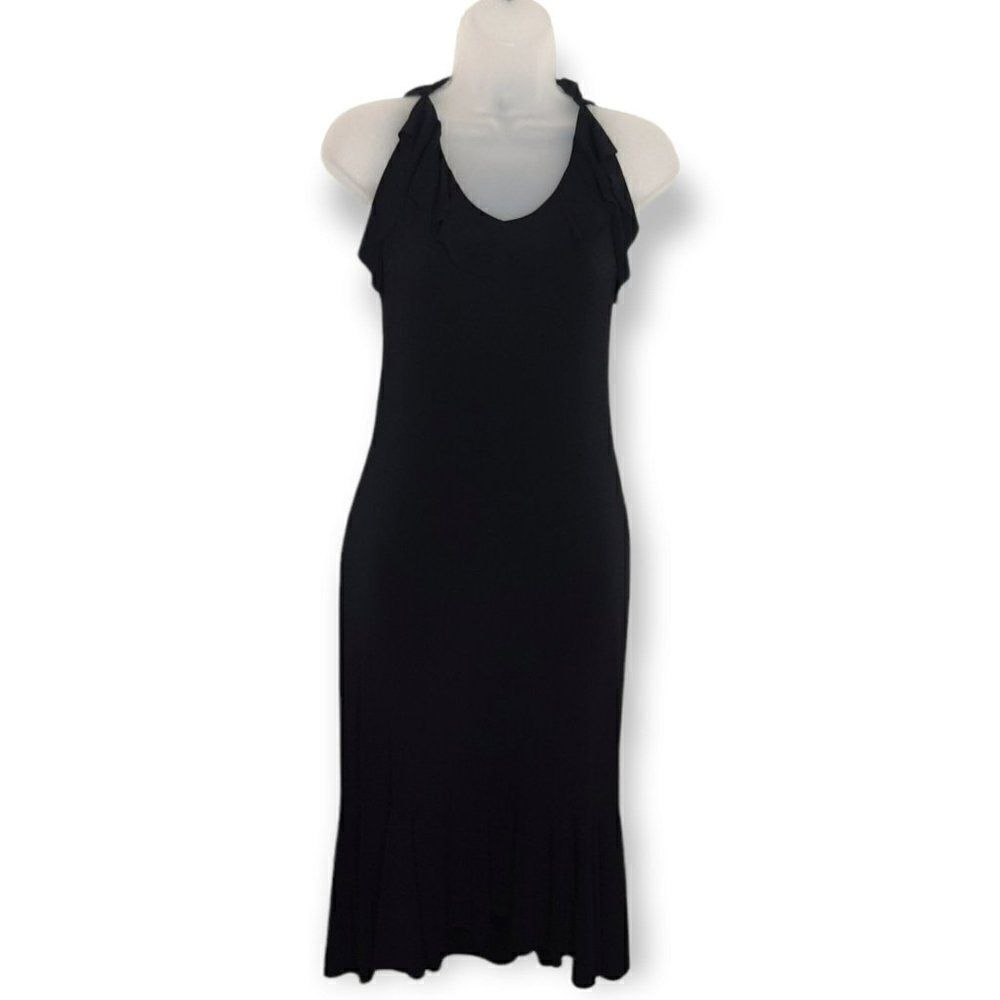Necessary Objects Y2K Black Ruffle Slip Dress sz S